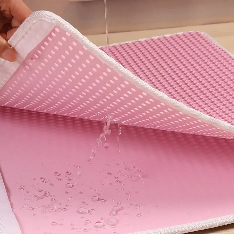 pink litter mat open